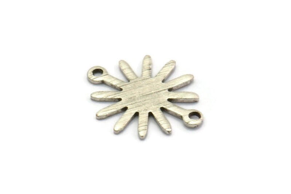 Gümüş Güneş Charm, 2 Döngülü 12 Dokulu Antik Gümüş Kaplama Pirinç Güneş Bağlantı Parçası, Bulgular (19x15x0,80 mm) M01303