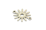 Silver Sun Charm, 12 Textured Antique Silver Plated Brass Sun Connectors With 2 Loops, Findings (19x15x0.80mm) M01302