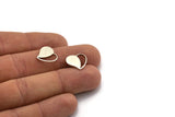 Silver Heart Charm, 12 Antique Silver Plated Brass Heart Blanks, Earrings, Findings (13x14x1mm) D1013