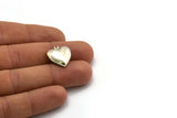 Silver Heart Charm, 10 Antique Silver Plated Brass 3D Heart Pendant, Charms, Findings (18x16mm) Brs 485 A0660