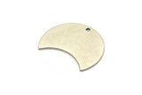 Silver Moon Charm, 6 Antique Silver Plated Brass Moon Charm With 1 Hole, Blanks, Findings (25x15x0.70mm) M729