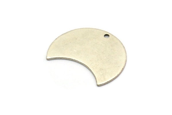 Silver Moon Charm, 6 Antique Silver Plated Brass Moon Charm With 1 Hole, Blanks, Findings (25x15x0.70mm) M729