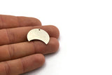 Silver Moon Charm, 6 Antique Silver Plated Brass Moon Charm With 1 Hole, Blanks, Findings (25x15x0.70mm) M729