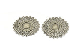Silver Round Charm, Antique Silver Plated Brass Ethnic Round Charm, Blanks, Earring Findings (49mm) N1811