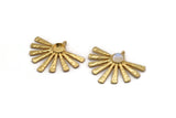 Gold Sun Charm, Gold Plated Brass Sunshine Charm With 1 Loop, Pendant - Pad Size 8mm (41x34x1.5mm) N1259