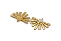 Gold Sun Charm, Gold Plated Brass Sunshine Charm With 1 Loop, Pendant - Pad Size 8mm (41x34x1.5mm) N1259