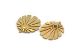 Gold Sun Charm, Gold Plated Brass Rising Sun Flag Charm With 1 Loop - Pad Size 3mm (32x28x1.2mm) N1427