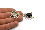 Silver Sun Charm, Antique Silver Plated Brass Sunshine Charm With 1 Loop, Pendants - Pad Size 16mm (35x32mm) N1268