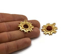 Gold Moon Charm, Gold Plated Brass Moon Pendant With 1 Loop, Stone Setting - Pad Size 10mm (32x28mm) N1291