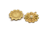 Gold Badge Charm, Gold Plated Brass Rosette Charm Pendant With 1 Loop, Earring (35x32mm) N0949