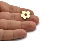 Gold Flower Earring, 4 Gold Plated Brass Flower Shaped Stud Earrings (18x16x0.80mm) A2676 Q0478