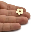 Gold Flower Earring, 4 Gold Plated Brass Flower Shaped Stud Earrings (18x16x0.80mm) A2676 Q0478