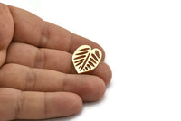 Gold Leaf Earring, 2 Gold Plated Brass Leaf Stud Earrings, Findings (24x19x1mm) A3695 Q0423