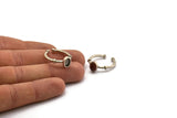 Silver Ring Settings, 2 Antique Silver Plated Brass Oval Ring With 1 Stone Setting - Pad Size 5x7mm N1557