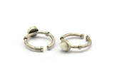 Silver Ring Settings, 2 Antique Silver Plated Brass Round Ring With 1 Stone Setting - Pad Size 6mm N1562