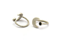 Silver Ring Settings, 2 Antique Silver Plated Brass Moon And Planet Ring With 1 Stone Setting - Pad Size 4mm N1068