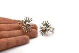 Silver Ring Setting, Antique Silver Plated Brass Adjustable Ring With 1 Stone Setting - Pad Size 6mm N1282