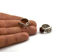 Silver Eye Ring, Antique Silver Plated Brass 4 Claw Ring Natural Stones - Pad Size 10mm N1274