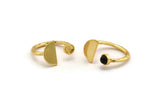 Gold Ring Setting, 2 Gold Plated Brass Moon And Planet Ring With 1 Stone Setting - Pad Size 4mm N1064 H0063