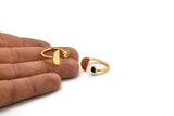 Gold Ring Setting, 2 Gold Plated Brass Moon And Planet Ring With 1 Stone Setting - Pad Size 4mm N1064 H0063
