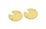 Brass Stamping Tag, 6 Raw Brass Round Charms With 2 Holes, Connectors (24x0.80mm) A6809