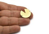 Brass Stamping Tag, 6 Raw Brass Round Charms With 2 Holes, Connectors (24x0.80mm) A6809