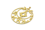 Brass Moon Charm, 4 Raw Brass Crescent Moon And Pole Star Shaped Charms With 1 Loop (41x35x0.80mm) SMP0018 A2614