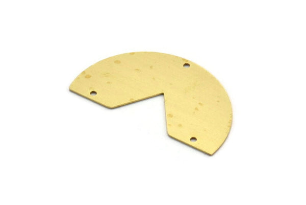 Yarım Daire Charm, 3 Delikli 4 Ham Pirinç Yarım Ay Charm, Kolye Parçaları, Bağlantı Parçaları (20x36x0,60 mm) SMP0022
