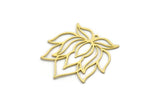 Brass Flower Charm, 8 Raw Brass Lotus Flower Charms With 1 Loop, Findings (36x35x0.60mm) SMP0023 A3364