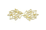 Brass Flower Charm, 8 Raw Brass Lotus Flower Charms With 1 Loop, Findings (36x35x0.60mm) SMP0023 A3364