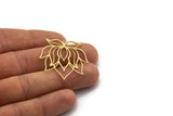 Brass Flower Charm, 8 Raw Brass Lotus Flower Charms With 1 Loop, Findings (36x35x0.60mm) SMP0023 A3364