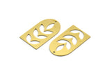 Brass D Shaped Charm, 8 Raw Brass D Shaped And Leaf Patterned Charms With 1 Hole, Earrings, Findings (30x17x0.60mm) SMP0029 A3677