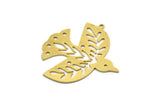 Brass Bird Charm, 4 Raw Brass Bird Shaped Charms With 1 Loop, Leaf Charms (37x35x0.60mm) SMP0071 A3942
