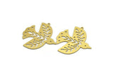 Brass Bird Charm, 4 Raw Brass Bird Shaped Charms With 1 Loop, Leaf Charms (37x35x0.60mm) SMP0071 A3942