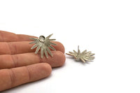 Silver Sun Earring, 2 Antique Silver Plated Brass Sunshine Stud Earrings - Pad Size 6mm N0707