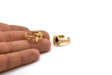 Gold Moon Ring, Gold Plated Brass Drop Ring With 1 Stone Settings - Pad Size 5x4mm N1277
