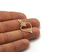 Brass Heart Charm, 24 Raw Brass Heart And Sword Shaped Charms With 1 Loop, Findings, Pendants (32x18x0.60mm) SMP0088 A6378