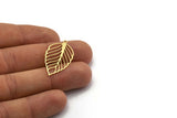Brass Leaf Charm, 12 Raw Brass Leaf Charms With 1 Loop, Charm Pendants (32x17.5x0.60mm) SMP0089 A6882