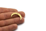 Brass Moon Charm, 96 Raw Brass Crescent Moon Charms With 2 Holes (28.5x6x0.80mm) SMP0100 Y280