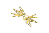 Brass Bird Charm, 6 Raw Brass Swallow Bird Shaped Charms, Findings (37x37x0.60mm) SMP0114 A5283