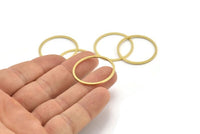 28mm Circle Connector, 12 Raw Brass Circle Connectors (28x1.3x1mm) A3783