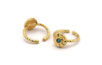 Gold Ring Settings, Gold Plated Brass Flower Ring With 1 Stone Setting - Pad Size 3mm N1123