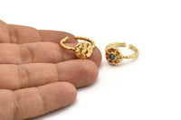 Gold Ring Settings, Gold Plated Brass Flower Ring With 1 Stone Setting - Pad Size 3mm N1123