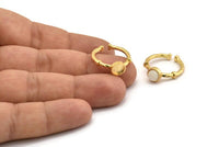 Gold Ring Setting, Gold Plated Brass Round Ring With 1 Stone Setting - Pad Size 6mm N1562