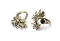 Silver Ring Setting, Antique Silver Plated Brass Adjustable Ring With 1 Stone Settings - Pad Size 6mm N1262 H0980