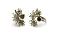 Silver Ring Setting, Antique Silver Plated Brass Adjustable Ring With 1 Stone Settings - Pad Size 6mm N1262 H0980