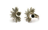 Silver Ring Setting, Antique Silver Plated Brass Adjustable Ring With 1 Stone Settings - Pad Size 6mm N1262 H0980