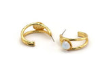 Gold Earring Post, 2 Gold Plated Brass Textured Earrings, Pad Size - 8mm N0952