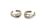 Silver Ring Setting, Antique Silver Plated Brass Moon And Planet Ring With 1 Stone Settings - Pad Size 3mm N1272