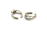 Silver Ring Setting, Antique Silver Plated Brass Moon And Planet Ring With 1 Stone Settings - Pad Size 3mm N1272